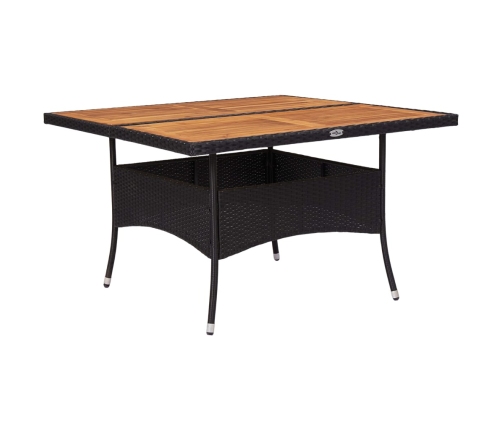 Mesa de comedor de jardín ratán sintético madera acacia negra