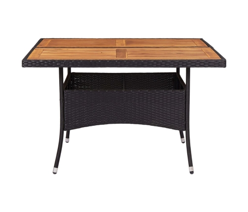 Mesa de comedor de jardín ratán sintético madera acacia negra