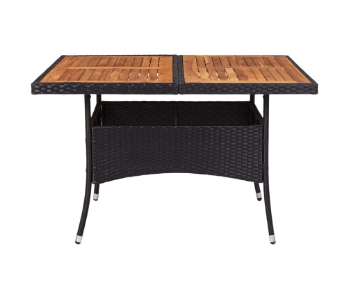 Mesa de comedor de jardín ratán sintético madera acacia negra