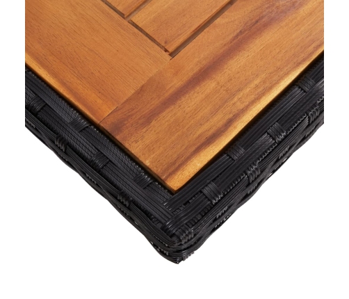 Mesa de comedor de jardín ratán sintético madera acacia negra