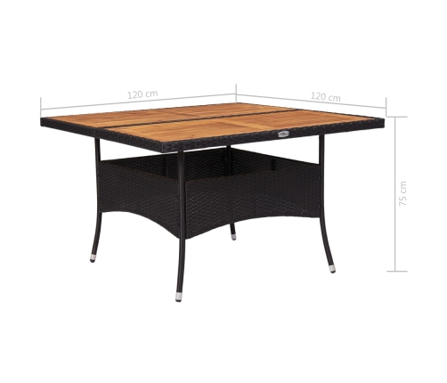 Mesa de comedor de jardín ratán sintético madera acacia negra
