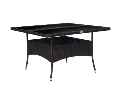 Mesa de comedor de jardín ratán sintético y vidrio negro