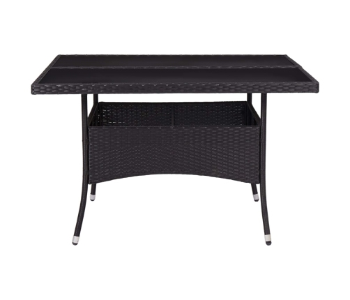 Mesa de comedor de jardín ratán sintético y vidrio negro