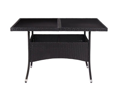 Mesa de comedor de jardín ratán sintético y vidrio negro