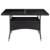 Mesa de comedor de jardín ratán sintético y vidrio negro