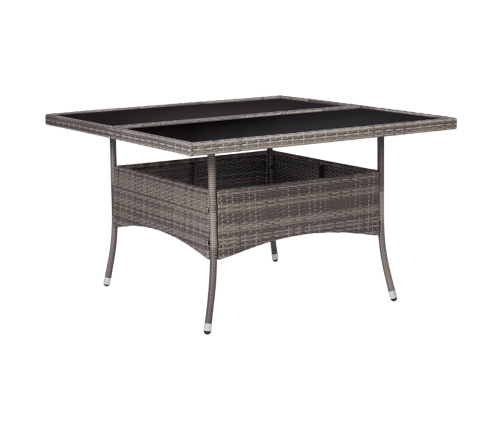 Mesa de comedor de jardín ratán sintético y vidrio gris