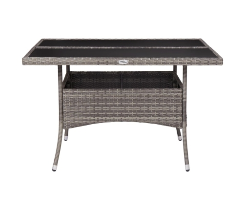 Mesa de comedor de jardín ratán sintético y vidrio gris