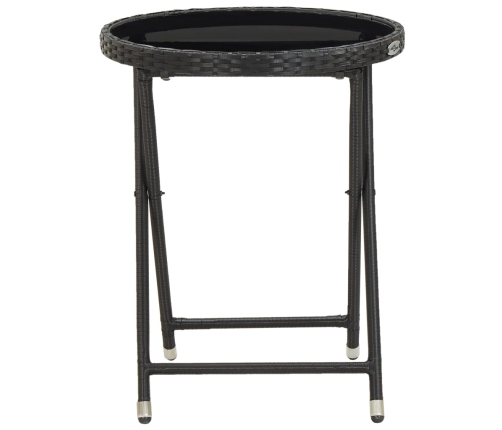 Mesa de centro ratán sintético y vidrio templado negro 60 cm