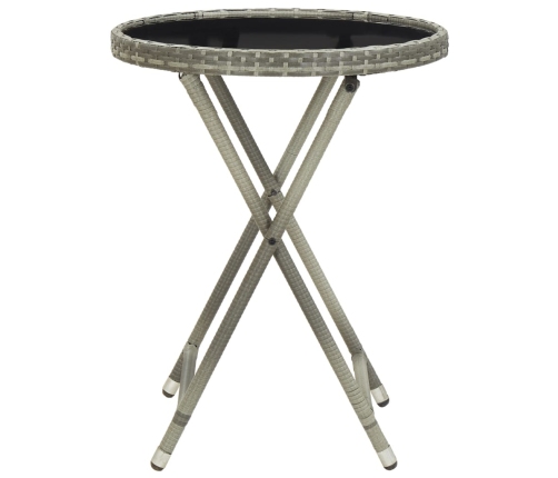 Mesa de centro ratán sintético y vidrio templado gris 60 cm