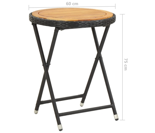 Mesa de centro ratán sintético y madera maciza de acacia 60 cm