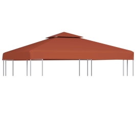 Toldo de cenador 2 niveles terracota 310 g/m² 3x3 m