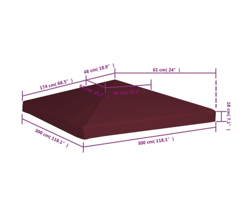 Toldo de cenador burdeos 310 g/m² 3x3 m