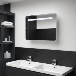 Mueble de baño con espejo LED 80x9,5x55 cm