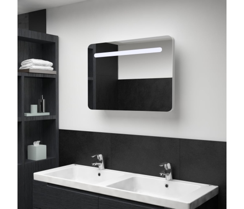 Mueble de baño con espejo LED 80x9,5x55 cm