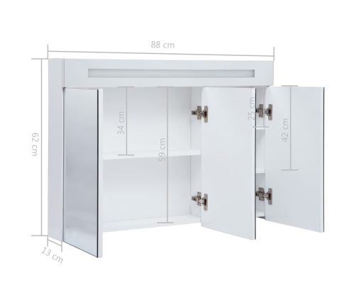 Mueble de baño con espejo LED 88x13x62 cm