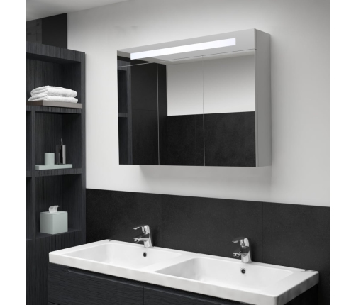 Mueble de baño con espejo LED 88x13x62 cm