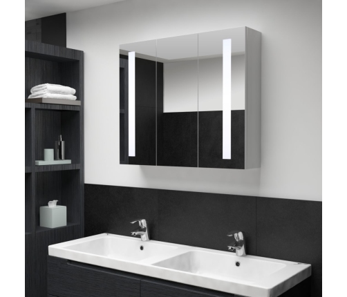 Mueble de baño con espejo LED 89x14x62 cm