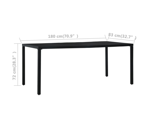 Mesa de jardín de acero negro 180x83x72 cm