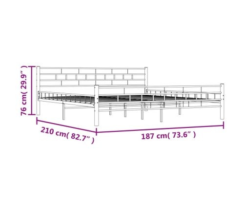 vidaXL Estructura de cama de acero negra 180x200 cm