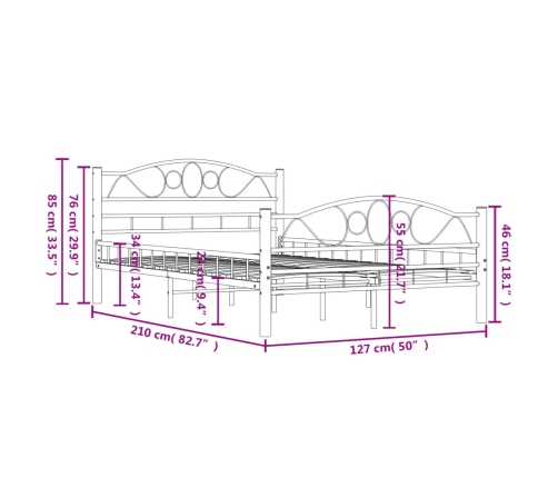 Estructura de cama sin colchón acero negro 120x200 cm