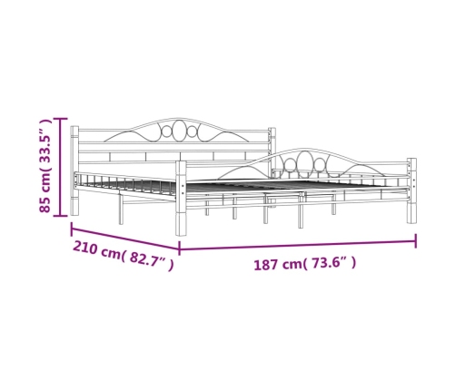 Estructura de cama sin colchón metal negro 180x200 cm