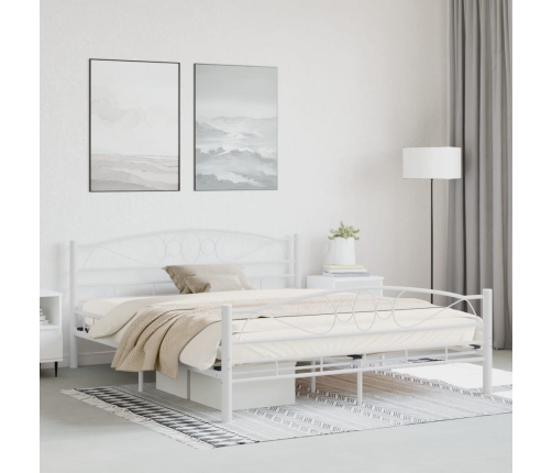 Estructura cama con cabecero sin colchón metal blanco 160x200cm