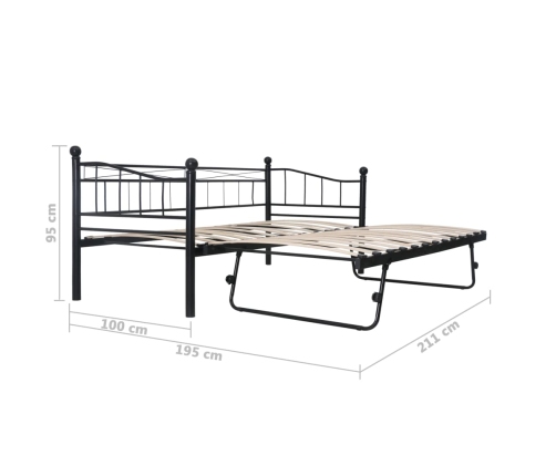 Estructura de cama de acero negra 180x200/90x200 cm