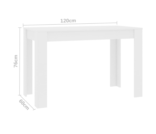 Mesa de comedor de madera de ingeniería blanco 120x60x76 cm