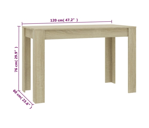 Mesa de comedor de aglomerado color roble Sonoma 120x60x76 cm