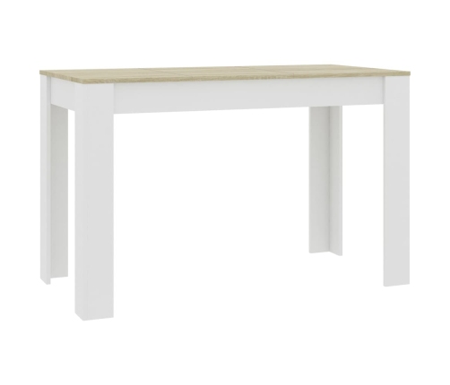 Mesa de comedor aglomerado blanco y roble Sonoma 120x60x76 cm