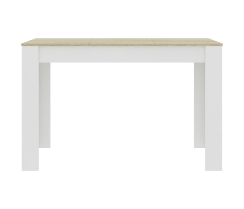 Mesa de comedor aglomerado blanco y roble Sonoma 120x60x76 cm