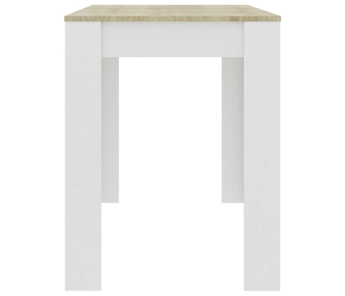 Mesa de comedor aglomerado blanco y roble Sonoma 120x60x76 cm