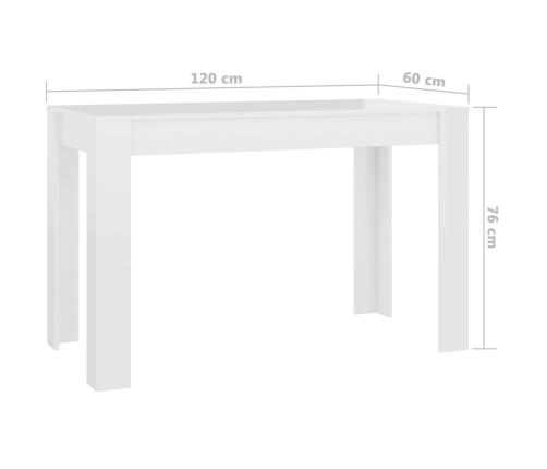 Mesa de comedor madera de ingeniería blanco brillo 120x60x76 cm