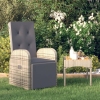 vidaXL Sillón reclinable de jardín con cojín ratán sintético gris