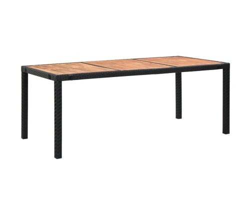 Set comedor de jardín 9 piezas y cojines ratán sintético negro