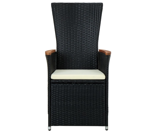 Set comedor de jardín 9 piezas y cojines ratán sintético negro