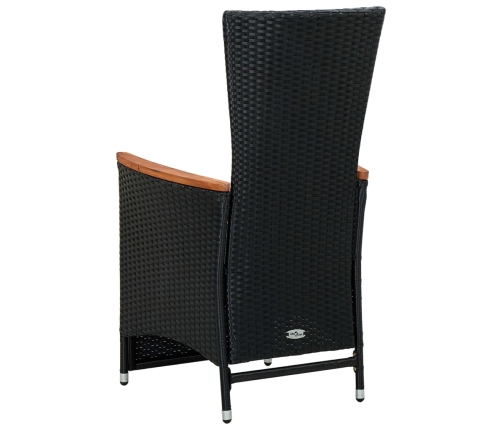 Set comedor de jardín 9 piezas y cojines ratán sintético negro