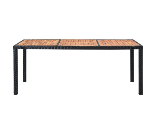 Set comedor de jardín 9 piezas y cojines ratán sintético negro