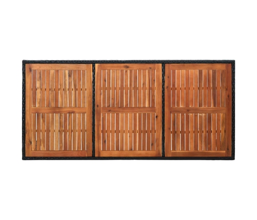 Set comedor de jardín 9 piezas y cojines ratán sintético negro