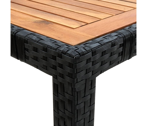 Set comedor de jardín 9 piezas y cojines ratán sintético negro