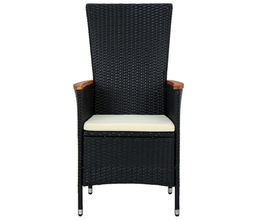 Set comedor de jardín 9 piezas y cojines ratán sintético negro