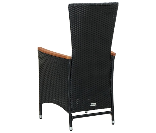 Set comedor de jardín 9 piezas y cojines ratán sintético negro
