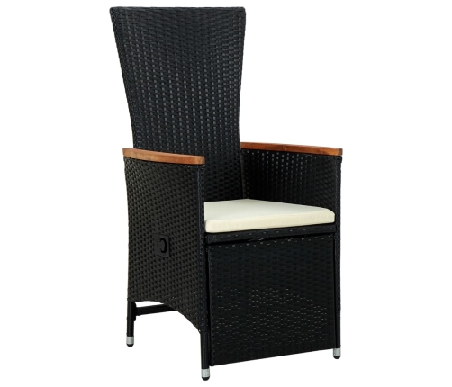 Set comedor de jardín 9 piezas y cojines ratán sintético negro