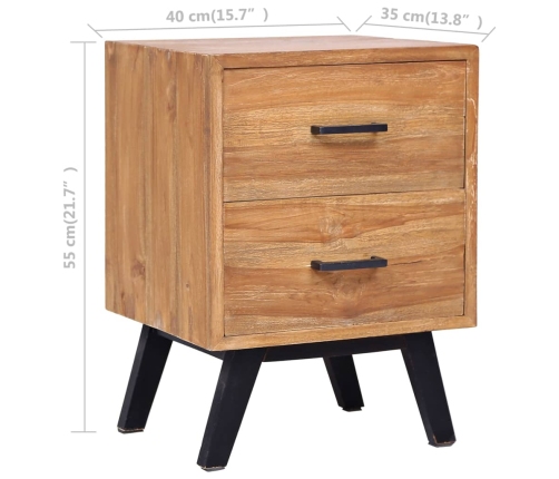 vidaXL Mesita de noche madera de teca maciza 40x35x55 cm