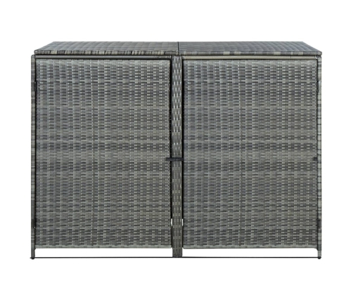 Cobertizo doble para contenedor ratán PE gris 148x77x111 cm