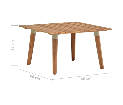 Mesa de centro de jardín madera maciza de acacia 60x60x36 cm