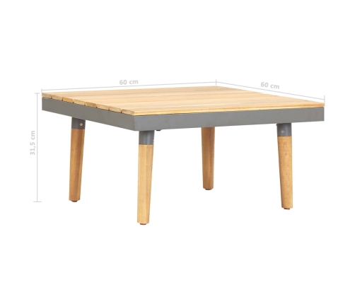 Mesa de centro de jardín madera maciza de acacia 60x60x31,5 cm