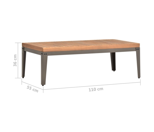 vidaXL Mesa de centro de jardín madera maciza de acacia 110x55x36 cm