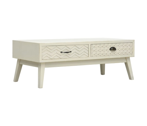 vidaXL Mesa de centro con 2 cajones tallados madera gris 110x50x40 cm