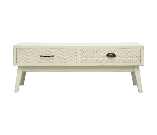 vidaXL Mesa de centro con 2 cajones tallados madera gris 110x50x40 cm